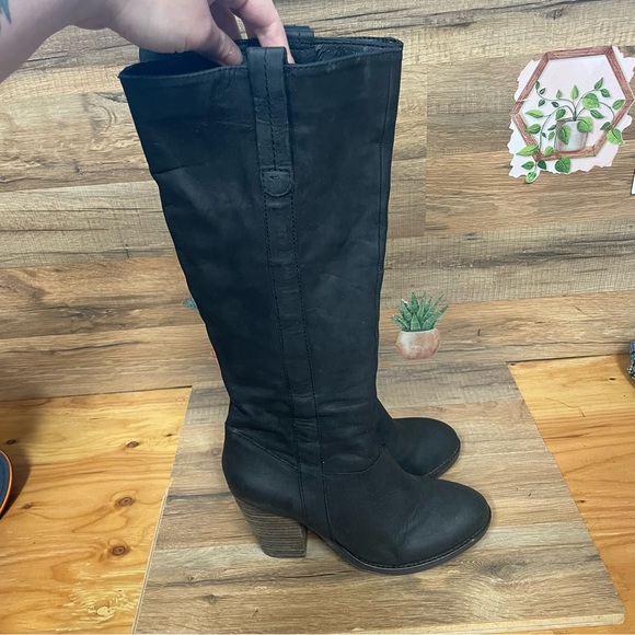 Steve Madden Raingerr boots black leather block heel size 8.5 - Picture 1 of 11